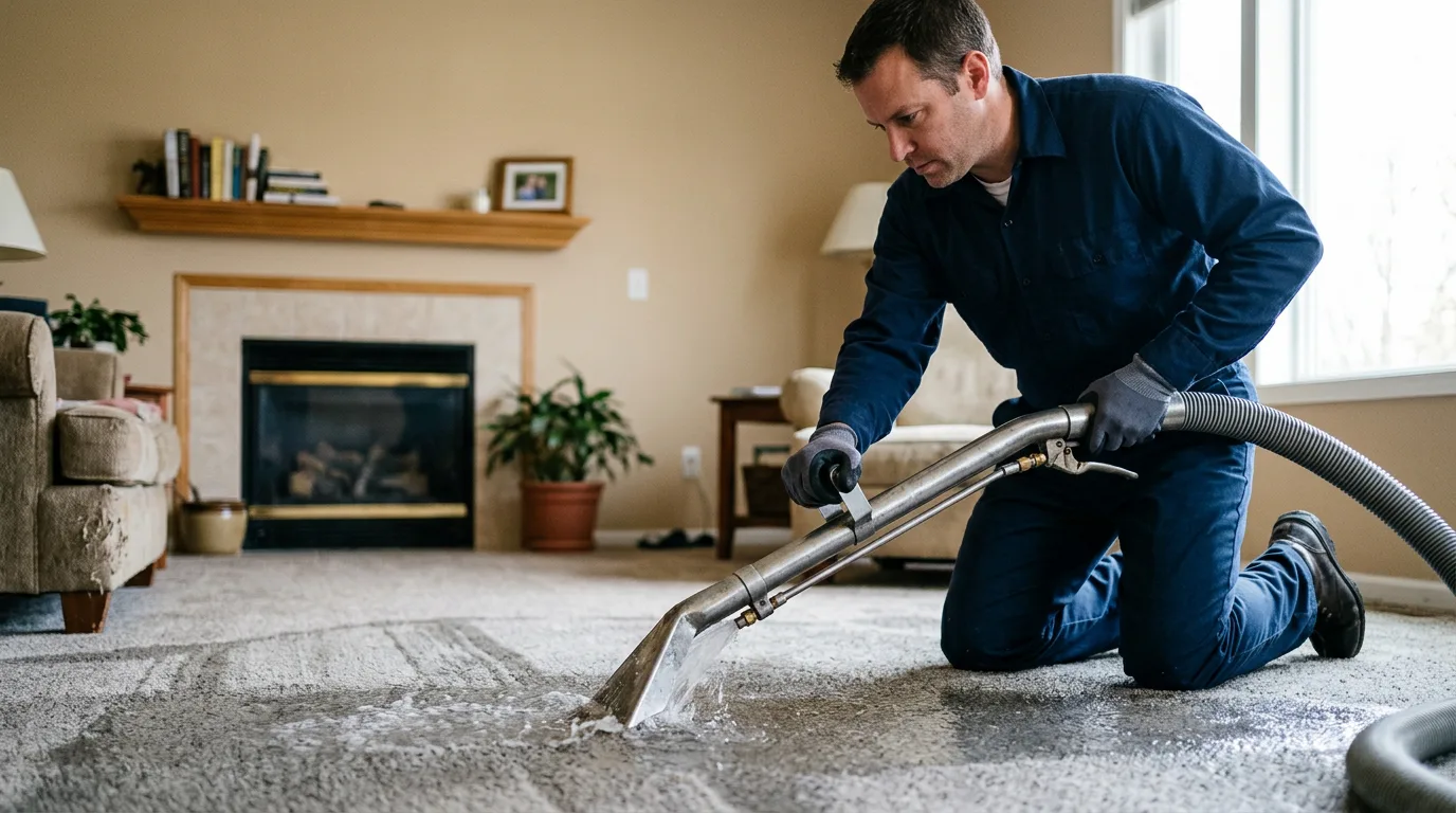 Water damage restoration technician working near Hartley, TX
